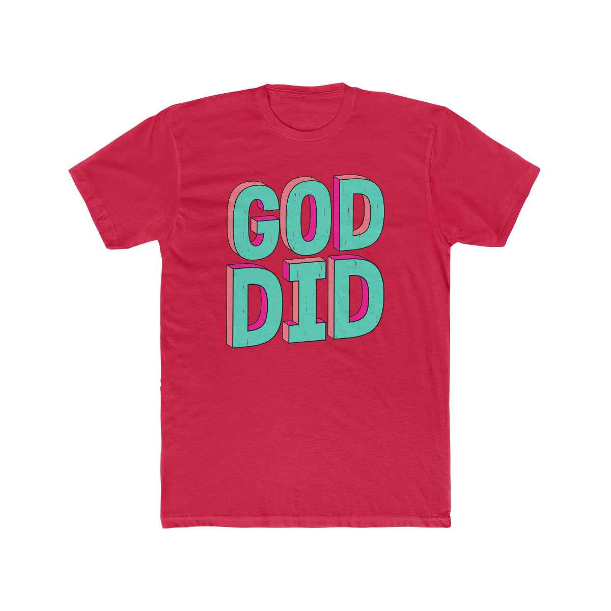 God Did Teal Design Cotton Crew Tee