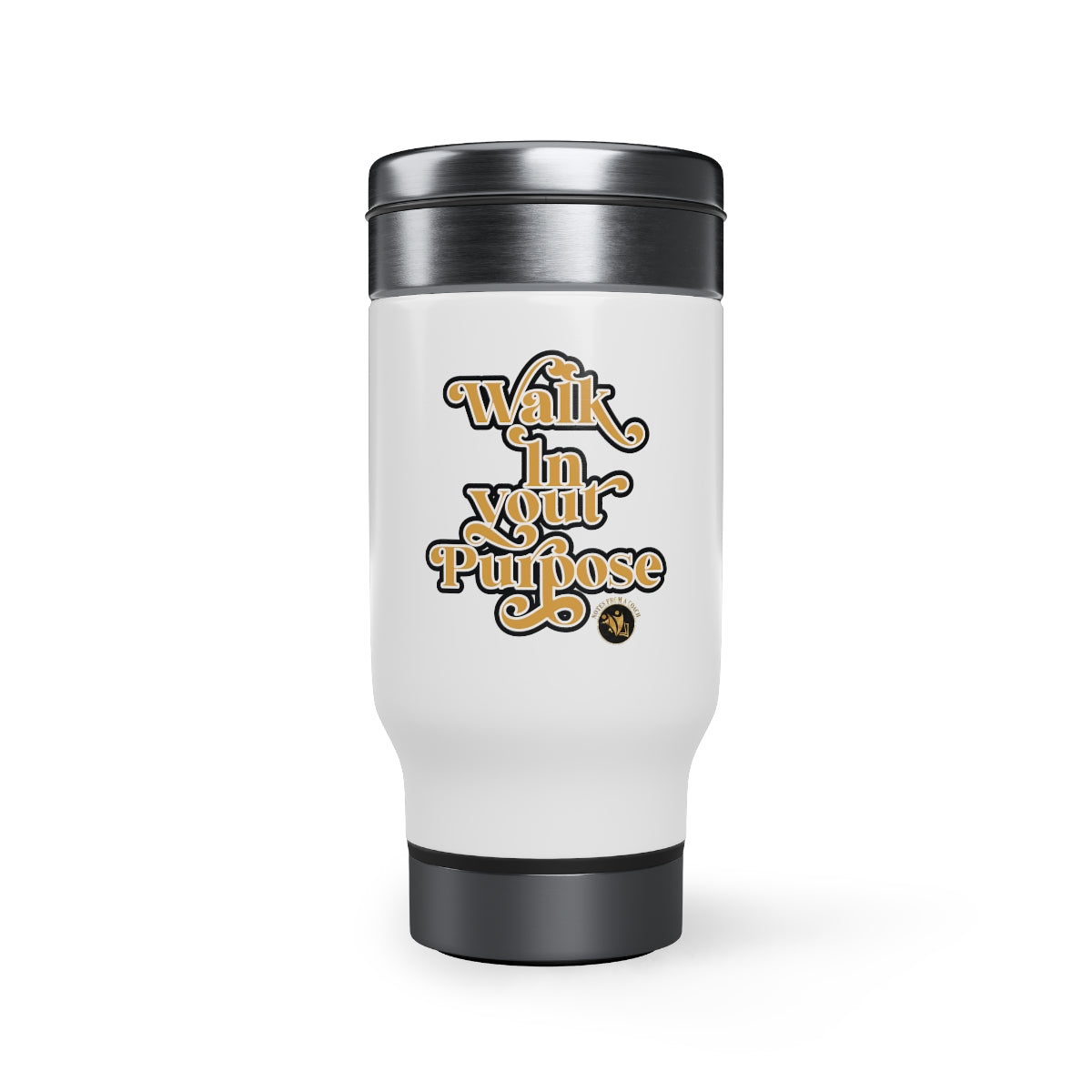 'Walk in Your Purpose' Stainless Steel Travel Mug with Handle, 14oz