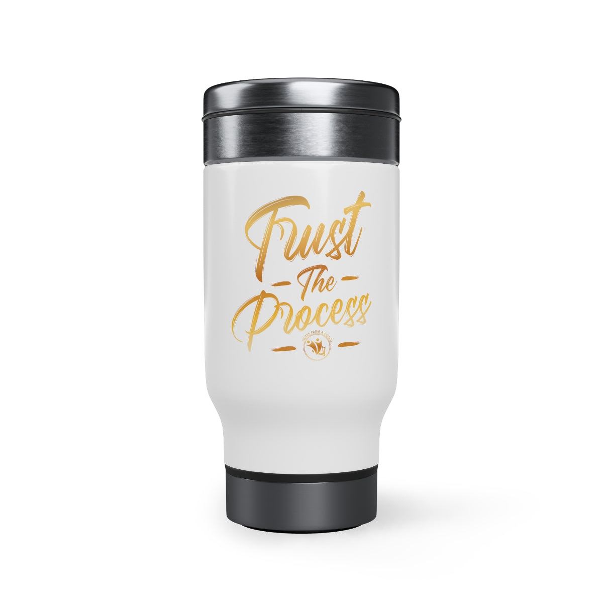'Trust the Process' Stainless Steel Travel Mug with Handle, 14oz