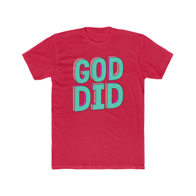 God Did Teal Design Cotton Crew Tee