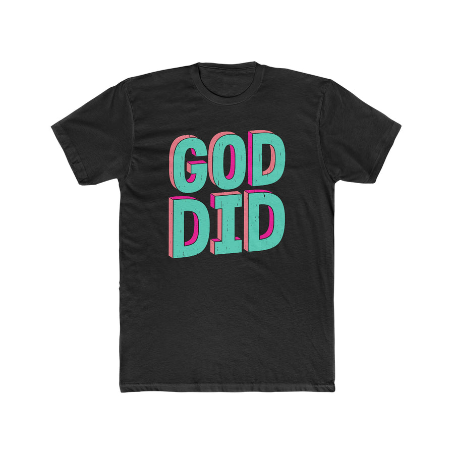 God Did Teal Design Cotton Crew Tee